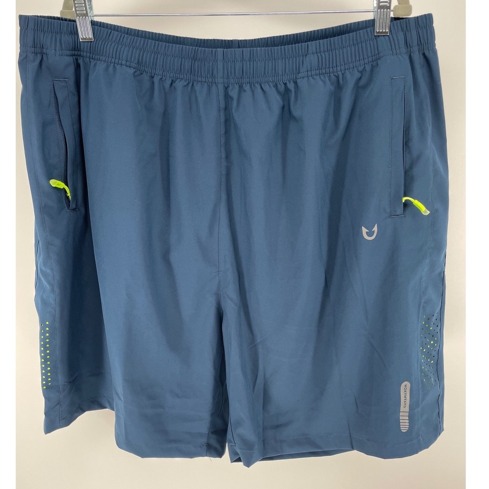 Northyard Athletic Shorts Mens 4XL Blue NWT Zipper Pockets Reflective Activewear